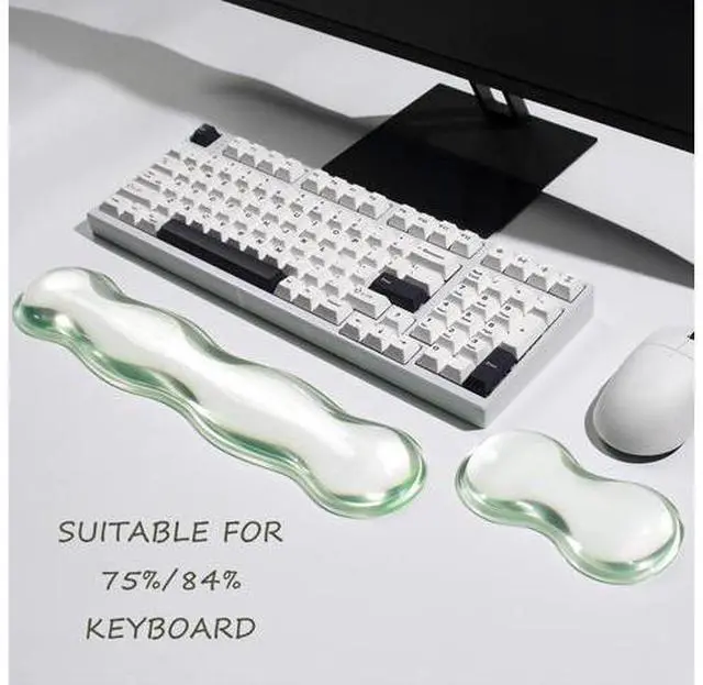 Alt view image 3 of 7 - Clear Gel Wrist Rest for Keyboard and Mouse Green Silicone Mouse Wrist Rest Set Cute Ergonomic Wrist Rest for Keyboard 60%/75%(Green)