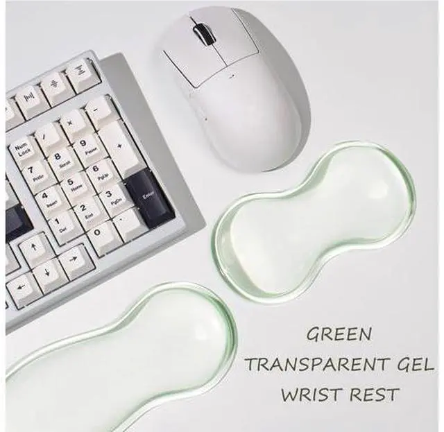 Alt view image 4 of 7 - Clear Gel Wrist Rest for Keyboard and Mouse Green Silicone Mouse Wrist Rest Set Cute Ergonomic Wrist Rest for Keyboard 60%/75%(Green)