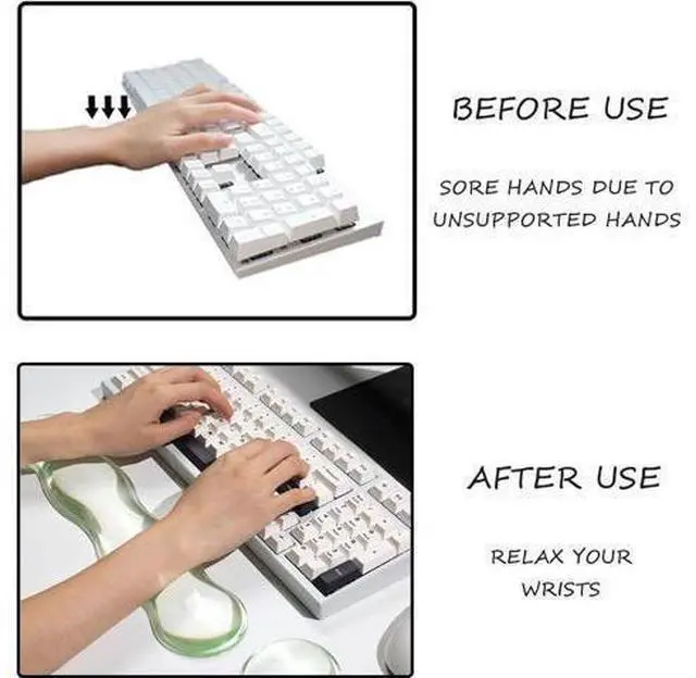 Alt view image 5 of 7 - Clear Gel Wrist Rest for Keyboard and Mouse Green Silicone Mouse Wrist Rest Set Cute Ergonomic Wrist Rest for Keyboard 60%/75%(Green)