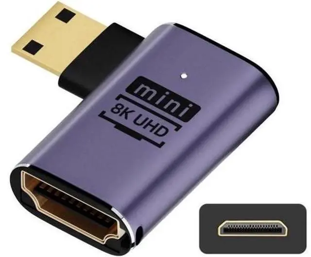 Main image of Left Angled Mini HDMI Male to HDMI 2.1 Female UHD Extension Gold Converter Adapter Support 8K 60hz HDTV