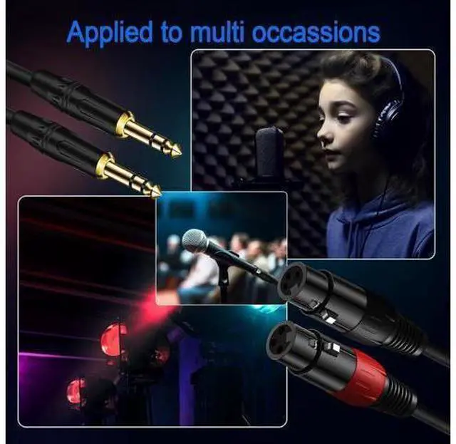 Alt view image 6 of 6 - XLR Female to 1/4 Inch (6.35mm) Stereo Balanced Microphone Audio Converter Adapter Cable - 2Pack (6.35mm to XLR - 25ft)