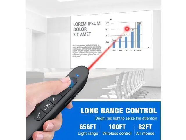 Alt view image 6 of 7 - Wireless Presenter Remote with Air Mouse Control Rechargeable USB A&C Presentation Clicker PPT Pointer RF 2.4GhZ PowerPoint Clicker Slide Advancer for Computer Laptop Mac