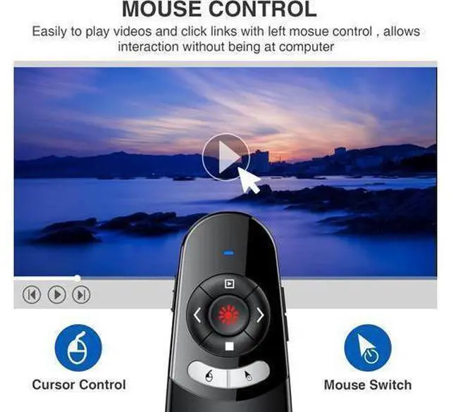 Alt view image 2 of 7 - 2 in 1 Type C and USB Presentation Clicker with Air Mouse Control RF 2.4GHz Wireless Presenter Remote PowerPoint Clicker Slide Pointer Advancer for Computer Laptop Classroom Office