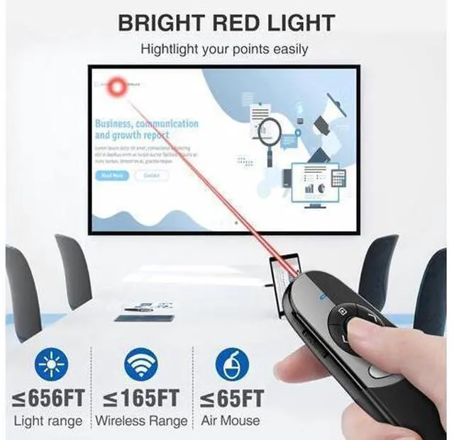 Alt view image 6 of 7 - 2 in 1 Type C and USB Presentation Clicker with Air Mouse Control RF 2.4GHz Wireless Presenter Remote PowerPoint Clicker Slide Pointer Advancer for Computer Laptop Classroom Office