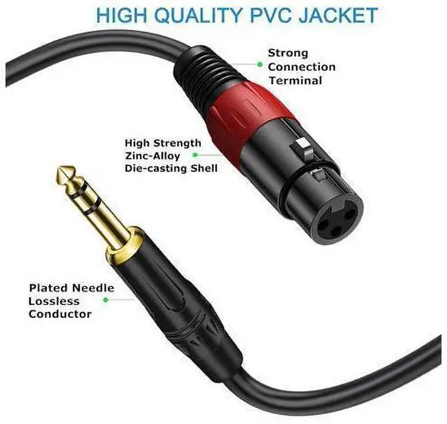 Alt view image 3 of 6 - XLR Female to 1/4 Inch (6.35mm) Stereo Balanced Microphone Audio Converter Adapter Cable - 2Pack (6.35mm to XLR - 25ft)