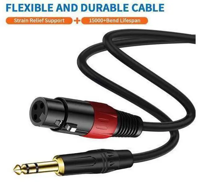 Alt view image 4 of 6 - XLR Female to 1/4 Inch (6.35mm) Stereo Balanced Microphone Audio Converter Adapter Cable - 2Pack (6.35mm to XLR - 25ft)