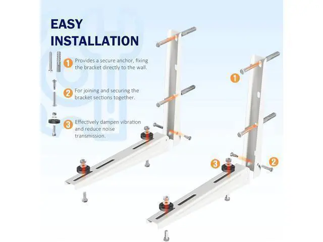 Alt view image 5 of 7 - Mini Split Wall Mounting Bracket for Outdoor Condenser 7000-15000 BTU Universal Mini Split Heat Pump Systems Support Brackets Support up to 330 lbs