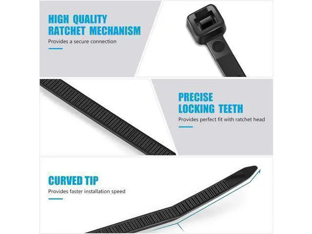 Alt view image 5 of 5 - Zip Ties 12 inch (1200 Pack) Black 50lbs Tensile Strength UV Resistant Cable Ties for indoor and outdoor by