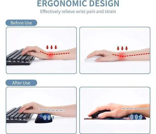 Alt view image 3 of 7 - Keyboard Wrist Rest and Mouse Wrist Rest Pad Set Made of Memory Foam with Non Slip Rubber Base Ergonomic Gel Wrist Rest for Computer Keyboard Gaming Office Working with Galaxy Blue Dragon Coaster