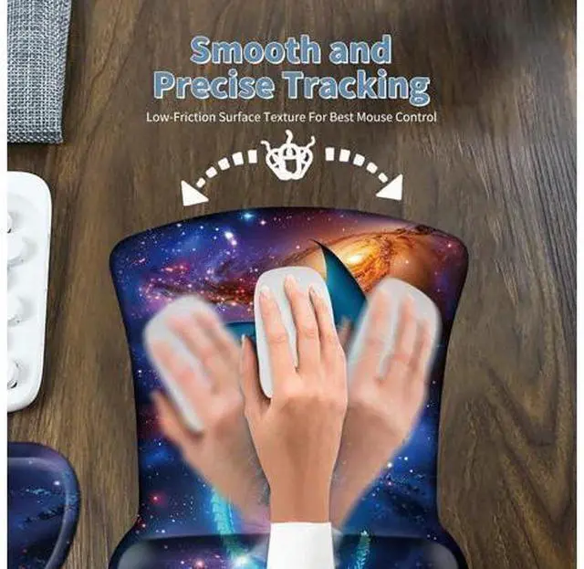 Alt view image 5 of 7 - Keyboard Wrist Rest and Mouse Wrist Rest Pad Set Made of Memory Foam with Non Slip Rubber Base Ergonomic Gel Wrist Rest for Computer Keyboard Gaming Office Working with Galaxy Blue Dragon Coaster