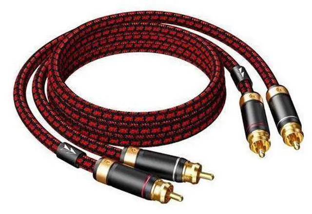 Main image of Auidophile 2RCA Male to 2RCA Male Stereo Audio Cable Gold Plated | 4N Oxgen-Free Copper Core (3 Feet (1M))