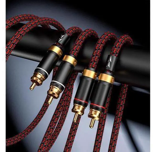 Alt view image 2 of 7 - Auidophile 2RCA Male to 2RCA Male Stereo Audio Cable Gold Plated | 4N Oxgen-Free Copper Core (3 Feet (1M))