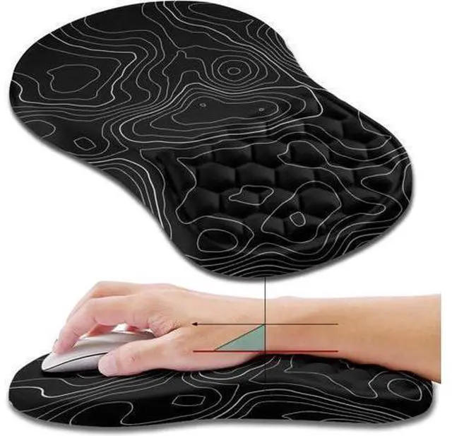 Main image of Ergonomic Mouse Pad Wrist Support Wrist Rest Mousepad for Carpal Tunnel Pain Relief with Integrated Memory Foam Slope Massage Bulge (11.8x7.9 inch Topographic Contour)