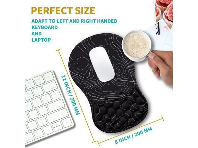 Alt view image 3 of 6 - Ergonomic Mouse Pad Wrist Support Wrist Rest Mousepad for Carpal Tunnel Pain Relief with Integrated Memory Foam Slope Massage Bulge (11.8x7.9 inch Topographic Contour)