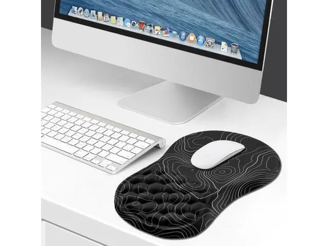 Alt view image 6 of 6 - Ergonomic Mouse Pad Wrist Support Wrist Rest Mousepad for Carpal Tunnel Pain Relief with Integrated Memory Foam Slope Massage Bulge (11.8x7.9 inch Topographic Contour)