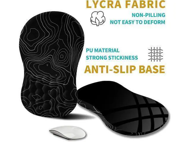 Alt view image 5 of 6 - Ergonomic Mouse Pad Wrist Support Wrist Rest Mousepad for Carpal Tunnel Pain Relief with Integrated Memory Foam Slope Massage Bulge (11.8x7.9 inch Topographic Contour)