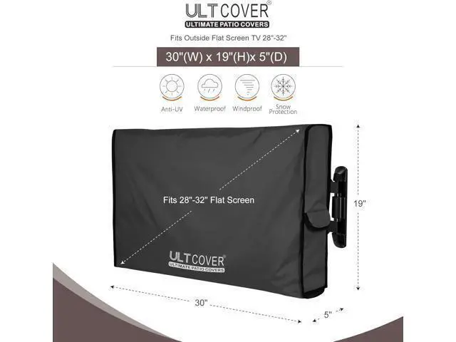 Alt view image 2 of 6 - Waterproof Outdoor TV Cover for 28-32 inch Outside Flat Screen Televisions with Mounts and Stands Black