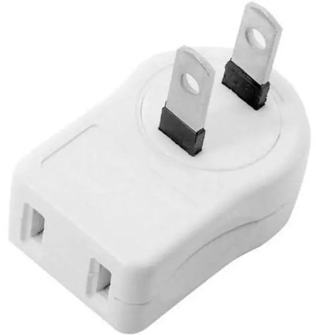 Main image of 1-15P USA Outlet Saver Power Extension Adapter 2-prong 2 Outlets 90 Degree Left Right Angled