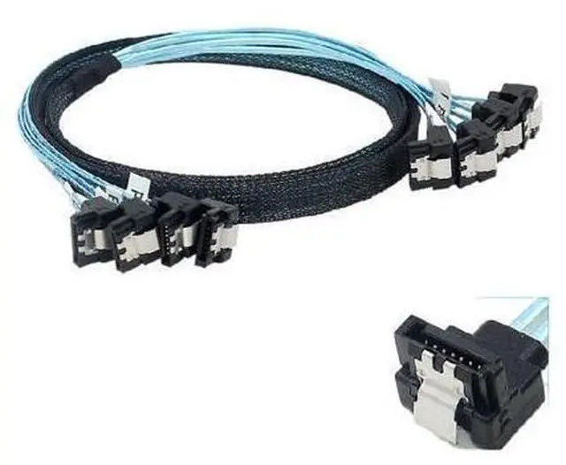 Alt view image 2 of 6 - 4/6 pcs/set Sata To Sata Cable 6 Ports/Set Date Cable Sata 7 Pin To Sata 7 Pin Sas Cable 6Gbps HDD Splitter Cable For Server(Double 90 Degrees) (0.5m)