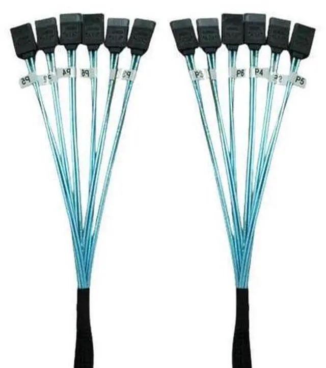 Alt view image 6 of 6 - 4/6 pcs/set Sata To Sata Cable 6 Ports/Set Date Cable Sata 7 Pin To Sata 7 Pin Sas Cable 6Gbps HDD Splitter Cable For Server(Double 90 Degrees) (0.5m)