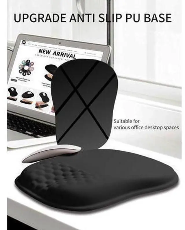 Alt view image 6 of 6 - Ergonomic Wrist-hugging Mouse Pad Wrist Support U-shaped Holding Wrist Rest Mousepad for Carpal Tunnel Pain Relief with Cushioned Memory Foam Slope Massage Bulge (Classic 10.2x8.3 in Black)