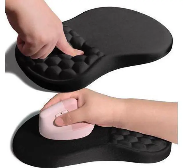 Main image of Ergonomic Joint Wrist Support Mouse Pad with Memory Foam Cushion Massage Bump Carpal Tunnel Pain Relief Mousepad Slope Design for Wrist Rest 11.8x7.9 in Black