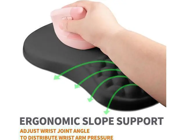 Alt view image 2 of 6 - Ergonomic Joint Wrist Support Mouse Pad with Memory Foam Cushion Massage Bump Carpal Tunnel Pain Relief Mousepad Slope Design for Wrist Rest 11.8x7.9 in Black