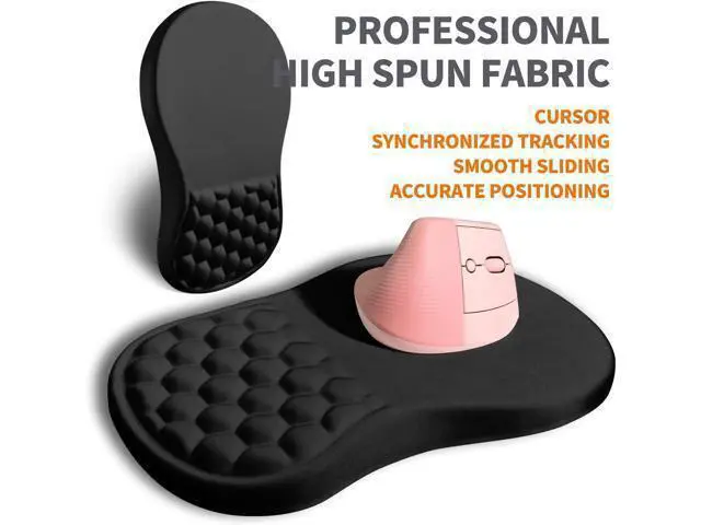 Alt view image 4 of 6 - Ergonomic Joint Wrist Support Mouse Pad with Memory Foam Cushion Massage Bump Carpal Tunnel Pain Relief Mousepad Slope Design for Wrist Rest 11.8x7.9 in Black
