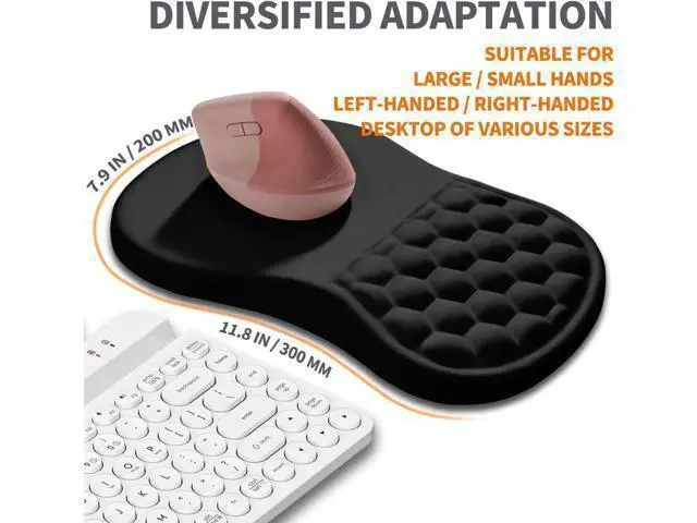 Alt view image 5 of 6 - Ergonomic Joint Wrist Support Mouse Pad with Memory Foam Cushion Massage Bump Carpal Tunnel Pain Relief Mousepad Slope Design for Wrist Rest 11.8x7.9 in Black