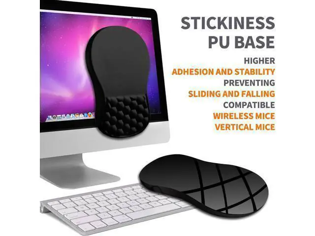Alt view image 6 of 6 - Ergonomic Joint Wrist Support Mouse Pad with Memory Foam Cushion Massage Bump Carpal Tunnel Pain Relief Mousepad Slope Design for Wrist Rest 11.8x7.9 in Black