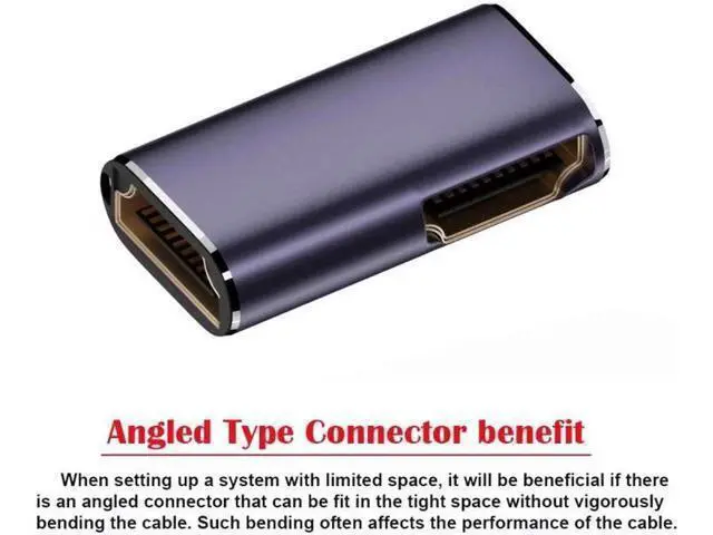 Alt view image 6 of 7 - HDMI Female to HDMI 2.1 Female 90 Degree Angled UHD Extension Gold Converter Adapter Support 8K 60hz HDTV