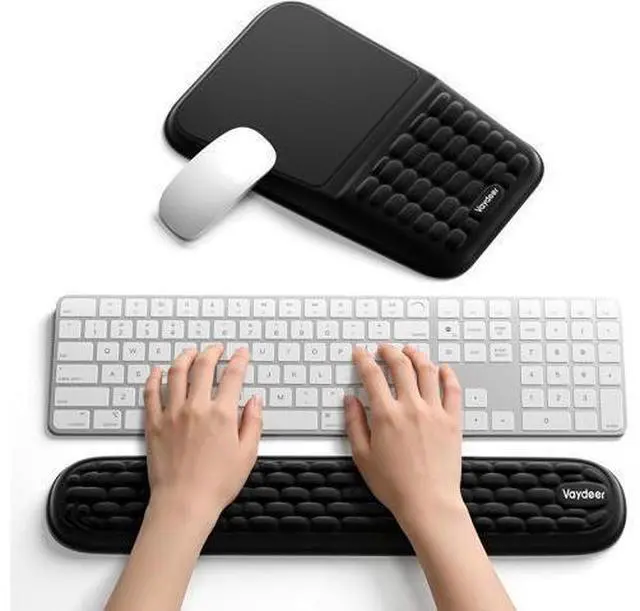 Main image of 2-in-1 Keyboard & Mouse Wrist Rest Set Ergonomic Pain-Relief Support Memory Foam Wrist Cushion with 8° Slope & Massage Nubs Non-Slip PU Base Relieves Wrist Pain & Carpal Tunnel from Long Typing