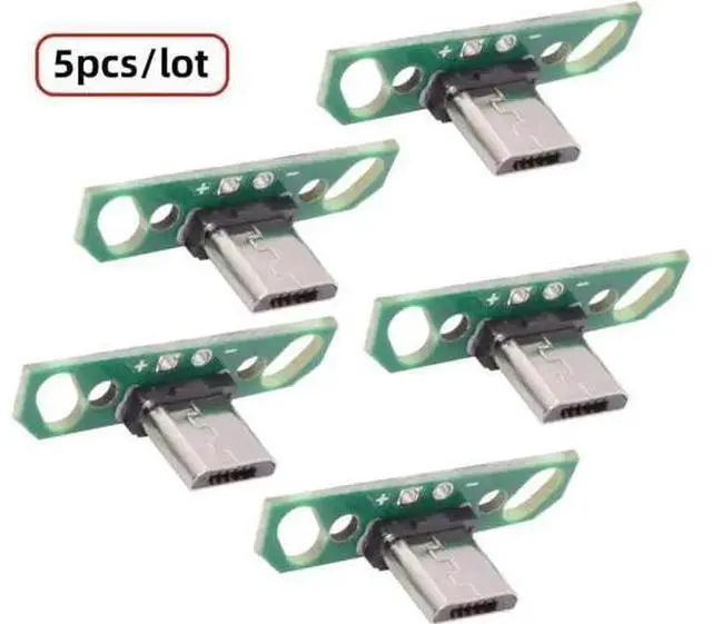 Main image of 5 Pack USB 2.0 DIY Connector,Micro USB 2Pin Male Plug Port Repair Replacement Solder Adapter