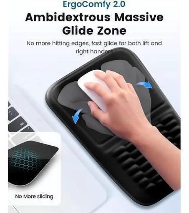 Alt view image 5 of 7 - 2-in-1 Keyboard & Mouse Wrist Rest Set Ergonomic Pain-Relief Support Memory Foam Wrist Cushion with 8° Slope & Massage Nubs Non-Slip PU Base Relieves Wrist Pain & Carpal Tunnel from Long Typing