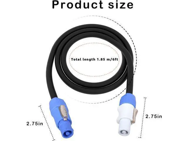 Alt view image 2 of 7 - 3 Pin PowerCon Power Cable AC PowerCon Input to Output 12AWG Power Extension Cable Fits for Stage Light LED Screen Beam Moving Head Light Audio Video Equipment and More (1.85M/6FT)