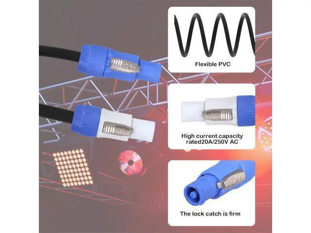 Alt view image 5 of 7 - 3 Pin PowerCon Power Cable AC PowerCon Input to Output 12AWG Power Extension Cable Fits for Stage Light LED Screen Beam Moving Head Light Audio Video Equipment and More (1.85M/6FT)