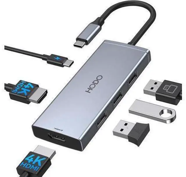 Main image of Docking Station to Dual HDMI Monitors Adapter USB C to Dual HDMI Adapter 4K 60 Hz for Laptops Docking Station Dual Monitor with PD 3 USB Port Button Compatible for Elitebook XPS 13 15 etc