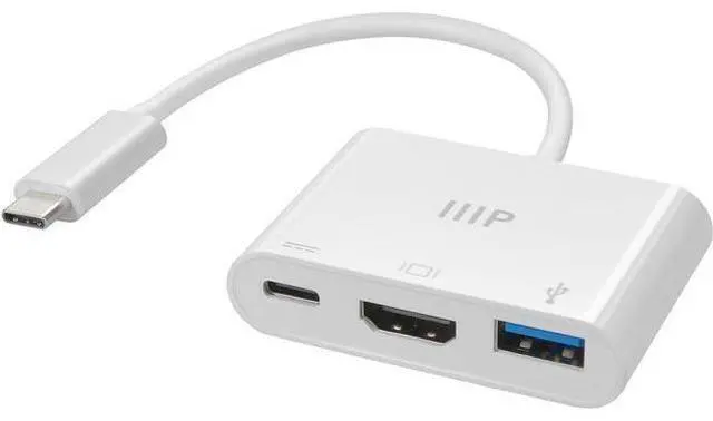 Main image of 3-in-1 USB-C to HDMI Multiport Adapter - Compact and Portable True Plug-n-Play Compatible with USB C Laptops and Other Type C Devices Supports Windows and MacOS for Home and Office
