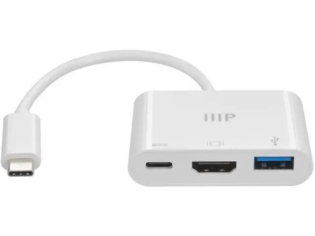 Alt view image 3 of 6 - 3-in-1 USB-C to HDMI Multiport Adapter - Compact and Portable True Plug-n-Play Compatible with USB C Laptops and Other Type C Devices Supports Windows and MacOS for Home and Office