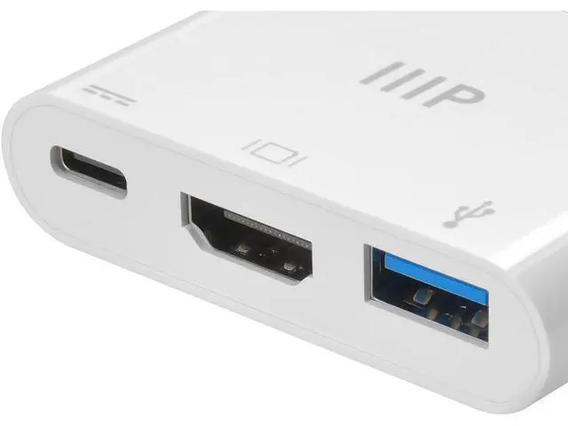 Alt view image 6 of 6 - 3-in-1 USB-C to HDMI Multiport Adapter - Compact and Portable True Plug-n-Play Compatible with USB C Laptops and Other Type C Devices Supports Windows and MacOS for Home and Office