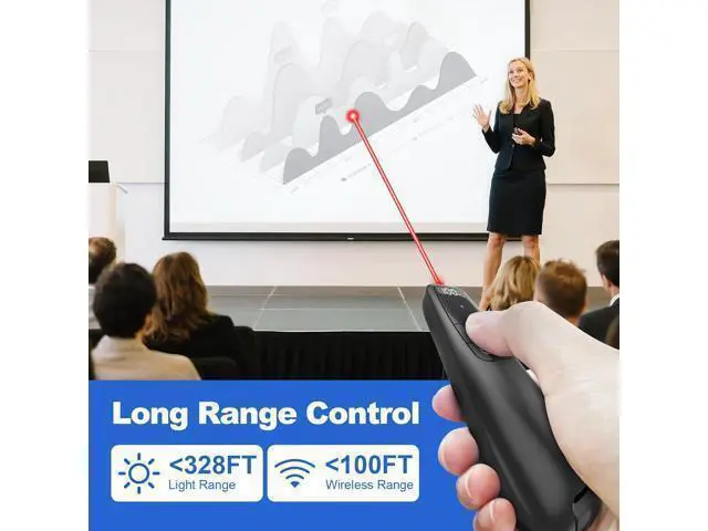 Alt view image 2 of 7 - Rechargeable Presentation Clicker with Case Power Digital Display Wireless Presenter Remote USB C Red Light Pointer Computer PowerPoint PPT Clickers for Mac Laptop Slideshow Google Slide Advancer