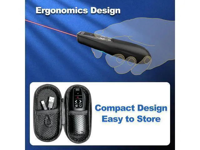 Alt view image 3 of 7 - Rechargeable Presentation Clicker with Case Power Digital Display Wireless Presenter Remote USB C Red Light Pointer Computer PowerPoint PPT Clickers for Mac Laptop Slideshow Google Slide Advancer