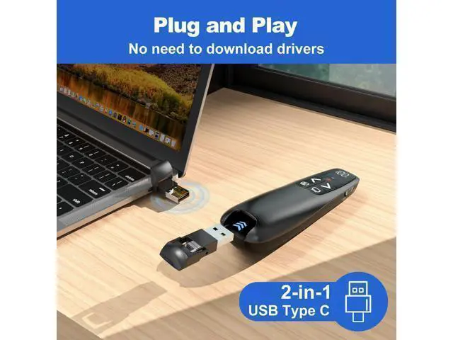 Alt view image 4 of 7 - Rechargeable Presentation Clicker with Case Power Digital Display Wireless Presenter Remote USB C Red Light Pointer Computer PowerPoint PPT Clickers for Mac Laptop Slideshow Google Slide Advancer