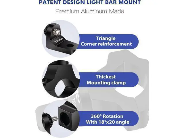 Alt view image 6 of 7 - Light Bar Mount for ATV- 360° Solid Aluminum Alloy Bracket for Fog LED and Driving Lights. Fits 0.75-1.5 Bars Set of 2pcs ATV Motorcycle Light Bar Mount Bracket Tube Clamp