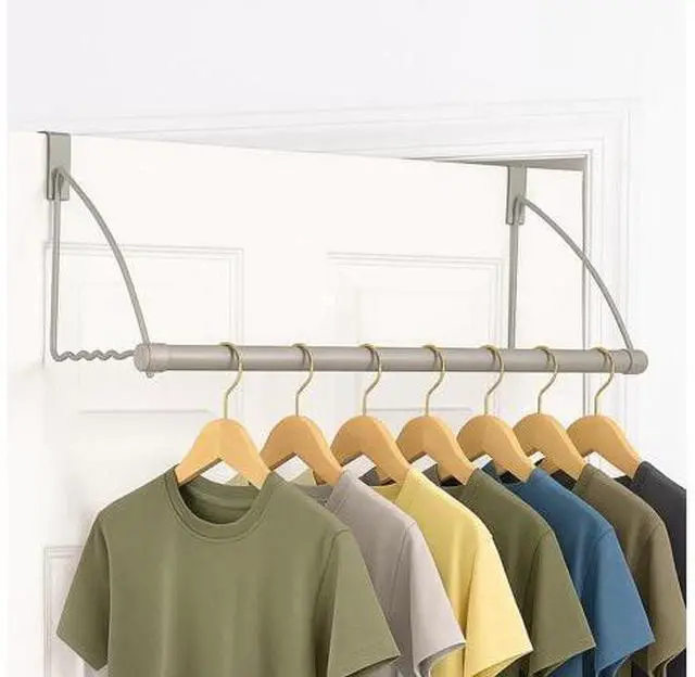 Alt view image 7 of 7 - HOLDN STORAGE Over The Door Hanger - Door Rack Hangers for Clothes - Space Saving Designed for Bedroom & Bathroom - Ideal for Clothes & Towels - Drying Rack Gray