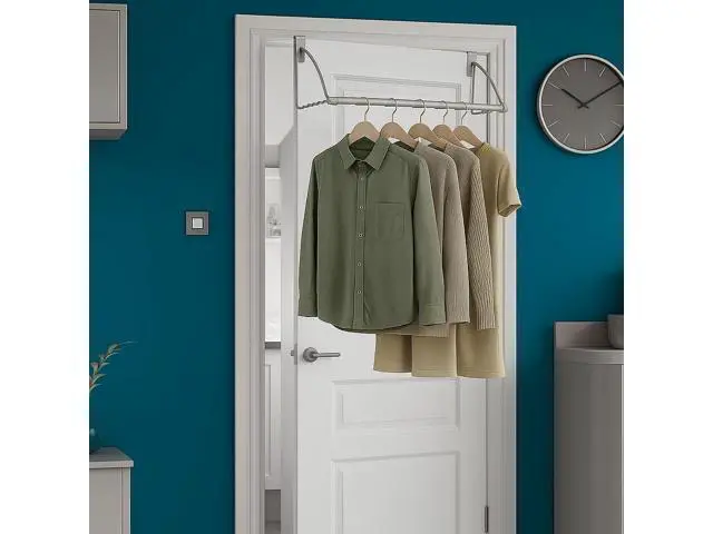 Alt view image 6 of 7 - HOLDN STORAGE Over The Door Hanger - Door Rack Hangers for Clothes - Space Saving Designed for Bedroom & Bathroom - Ideal for Clothes & Towels - Drying Rack Gray