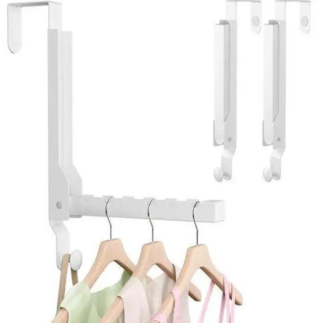 Main image of 2 Pack Over The Door Drying Rack for Laundry Over The Door Hanger Foldable Heavy Duty Over The Door Hooks Hanger Over Door Hook for Hanging Clothes Rust-Resistant Over The Door Clothes Hanger White