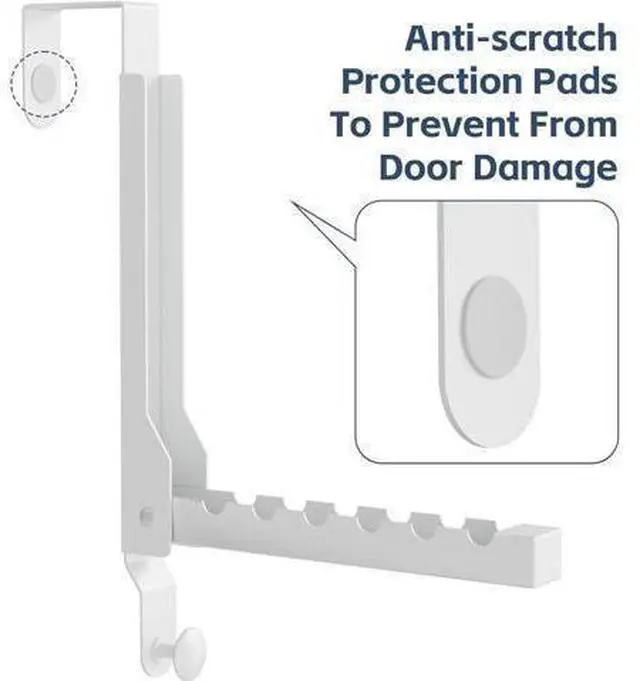 Alt view image 4 of 7 - 2 Pack Over The Door Drying Rack for Laundry Over The Door Hanger Foldable Heavy Duty Over The Door Hooks Hanger Over Door Hook for Hanging Clothes Rust-Resistant Over The Door Clothes Hanger White