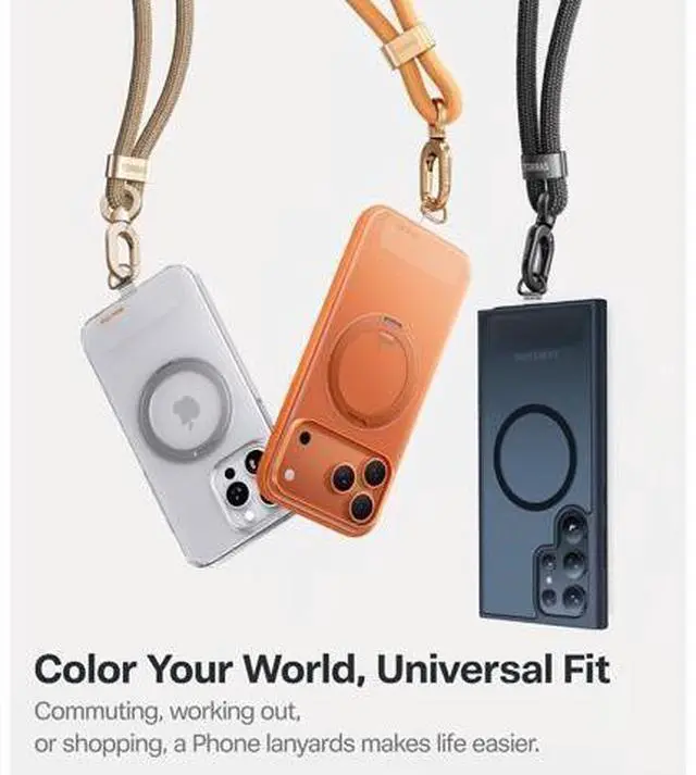 Alt view image 5 of 7 - Phone Lanyard Crossbody with 2 Phone Tabs Adjustable Anti Theft Phone Strap for All Phones Premium Metal Buckles Skin-Friendly Universal Cell Phone Neck lanyard for Travel Essentials Black
