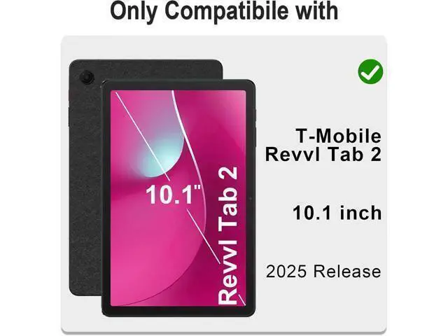 Alt view image 2 of 7 - Case for T-Mobile Revvl Tab 2 10.1 inch 2025 Release Heavy Duty Shockproof Full Body Protective Cover with 360 Rotating Stand and Shoulder Strap Black Blue
